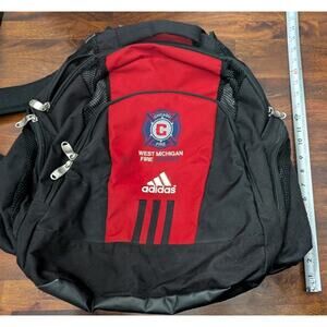 Adidas Backpack Chicago Fire Soccer Laptop School Travel Bag Red Black